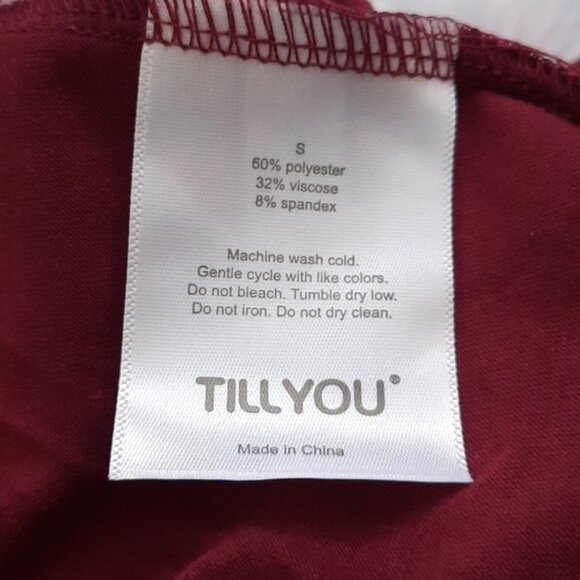 Tillyou NWT Wine Red Maternity Adjustable Spaghetti Straps Midi Slip Dress SizeS - Picture 8 of 10